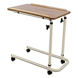 Performance Health Overbed Table with Castors, Adjustable Height and Angle, Portable and Sturdy Laptop Desk with Wheels, Fully Adjustable Bed and Chair Table, Laminated Top, Flat Pack Version