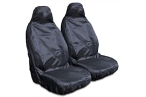 Carseatcover-UK Heavy Duty Black Waterproof Seat Covers for Cars, Vans, MPvs SUVs 4x4s - 2 x Fronts