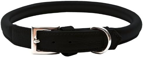 Linky Terravita Leather Round Stitched Collar, 60 cm x 12 mm, Black