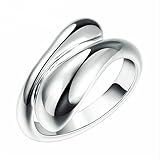 Ecloud Shop® Plata 925 anillo plateado mujeres de moda Doble Ronda Jefe...