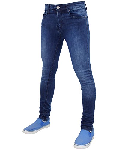 True FaceMens Jeans Skinny Denim Pants Stretch Fit Trouser Zip Fly Elasticated Cotton Bottoms Casual Wear 5 Pockets All Waist & Leg Sizes in Blue, Grey White, Black