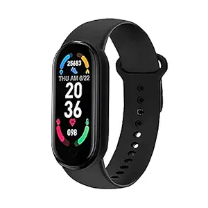 Tomce M6 Smart Watch Band Fitness Heart Rate with Activity Tracker Waterproof Like Steps Counter, Calorie Counter, BP Touchscreen & Compatible with Android, iPhone, iPad Device