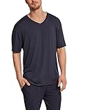 ohne störendes Innenetikett Schiesser Herren Mix & Relax T-Shirt V-Ausschnitt Schlafanzugoberteil, Grau (Dunkelgrau 205), X-Large (Herstellergröße: 054)