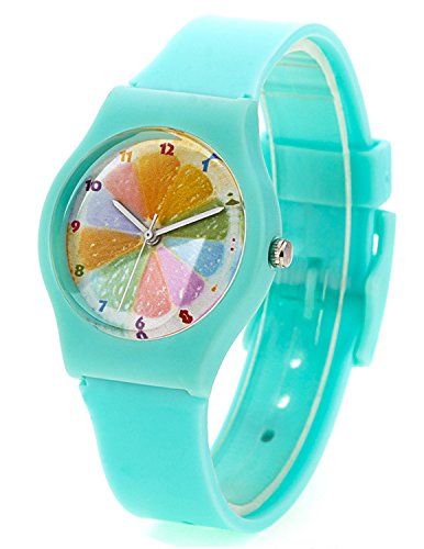 Zeichen Mdchenuhr Lernuhren Minzgrn Armbanduhr Silikon Analog Kinderuhr DEW020
