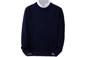 Suvoiier Maglione in Cashmere da Uomo Pullover con O-Collo Camicia da Uomo con Fondo Lavorato A Maglia Allentato Top da Uomo Casual Autunno Inverno