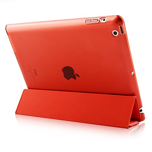 iPad Hülle, Toeoe iPad 2 3 4 Auto Aufwachen / Schlaf Funktion Schutzhülle mit Lichtdurchlässig Rückseite Abdeckung und Eingebautem Magnet für iPad 4/3/2 (Rot) - 3