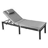 STABILER HALT FÜR IHREN KÖRPER: Das robuste Gestell besteht aus hochwertigem Stahl, PE-Rattan und langlebigen Edelstahl-Schrauben, was diese Gartenliege stabil und gut belastbar (bis 150 kg) macht