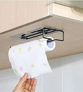 STOIQE Self Adhesive Wall Mounted 3 in 1 Multi Functional Kitchen Rack for Towel Holder, Tissue Paper Rack, Wine Glass Holder - No Drilling (1pcs, Tissue Rack)