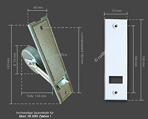 Gurtwickler inkl. Abdeckplatte in weiß, Lochabstand 160 mm, für 20-24 mm Gurtbreite (5 m Gurtaufnahme), 10160 - 2