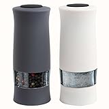 Molinillos de especias de Duo - Color: Negro/Blanco - trabaja con suave presión - llenado Visible - Tamaño: 6 x 14,5 cm - Funciona con pilas