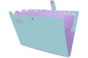 通用 Rozszerzana teczka na dokumenty, organizer na dokumenty, teczka na dokumenty A4, wysoka pojemność, łatwy do przenoszenia, z zapięciem na klamrę i 12 przegródkami, do użytku domowego, biura i szkoły (zielona)