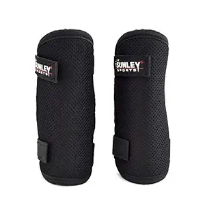 SUNLEY shin Guard Ideal for Boys Length 20 cm Football Shin Guard (M, Black)
