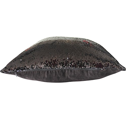 DrCosy Wende Pailletten Kissenbezug 40×40 cm Meerjungfrau Zierkissenbezüge reversible Dekokissen Fall aus Polyester und PVC (Silber/Schwarz) - 3