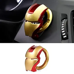 JAINFAM? (Metal) Golden Red Car Engine Start Stop Switch Lambo Style Button Cover Decorative Auto Accessories Push Button Sticky Cover Car Interior Iron Man