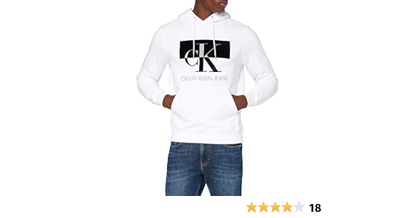 Calvin Klein Jeans Men's Big Ck Flock Hoodie Pullover (Big Ck Flock Hoodie)  - White, size: xxl : Amazon.de: Clothing