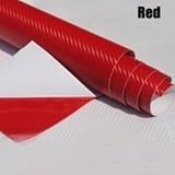 Demarkt 3D DIY Pegatina de Coche Fibra de Carbono 10x127cm color Rojo