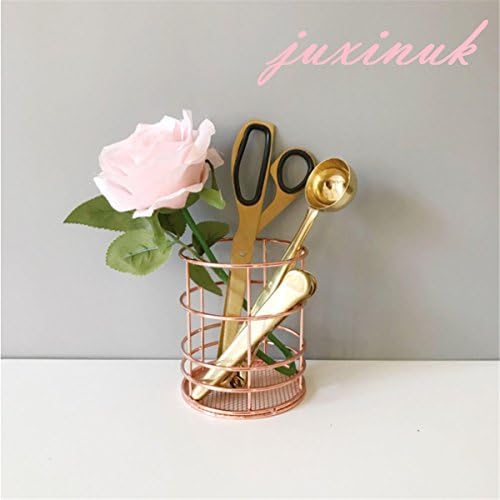 juxinuk Rose Gold Copper Wire Mesh Brush Pen Holder Metal Pen Pot