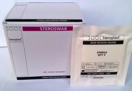 Sterile Non Woven 4ply Gauze Swabs 10cm x 10cm 25 packs of 5 Swabs