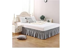 AQIGR Gonne da Letto Elasticizzata Balze Mantovana Giroletto Matrimoniali/Una Piazza e Mezzo/Singolo Tre Lati Tessuto Around Bed Wrap con Cinture Regolabili Facile da Pulire