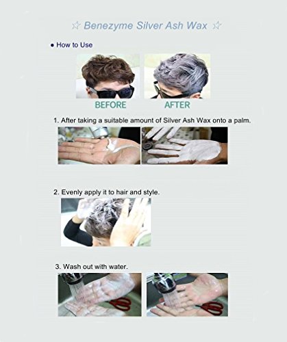 Benezyme Silber Grau Haar Wachs 100g -Styling Haar Wachs Matte für Männer Frauen -Temporary Grau Haarfarbe -Looks Esche Silber & Weiß -Non klebrig & Angenehmes Duft & Waschen leicht aus - 5