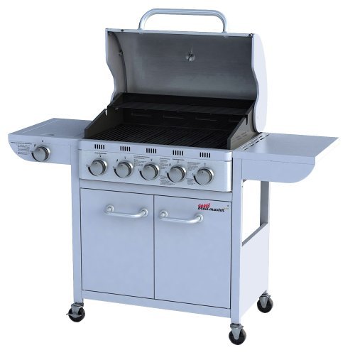 Broil-master - Barbacoa a gas con 6 fogones - aprox. 140/107,5/55 cm - color plateado