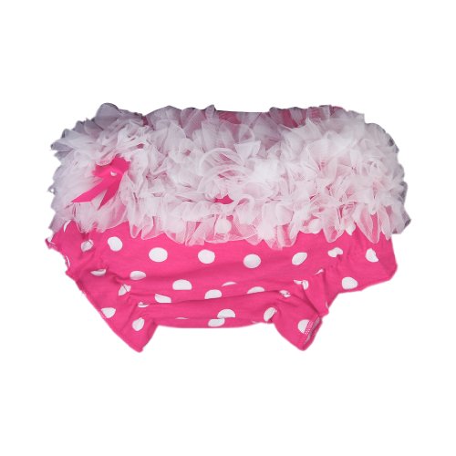 Baby Girl Ruffle Panties Bloomers Diaper Cover with Dots S (Hot Pink)