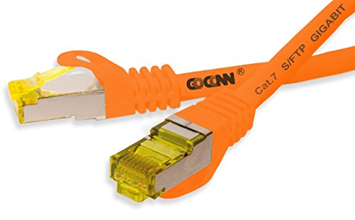GoConn Patchkabel mit Cat7 Rohkabel 15cm orange S/FTP PiMF 500MHz 2xgeschirmt