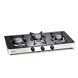 Glen Stainless Steel 3 Burner Cooktop, Black (GL 1033 GT)