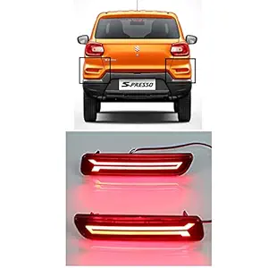 DEVICE OF DRAGON WITH AUTOFLAME AUTOMOBILE ACCESSORIES Rear Bumper Rear Reflector LED Brake Matrix/Running Light For Maruti Suzuki S-Presso, Red, Set of 2Pc