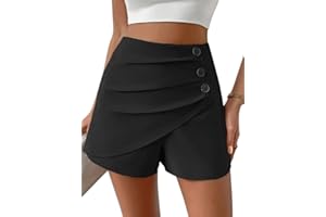 ORANDESIGNE Short Femme Ete Taille Haute Chic Et Elegant Soirée Cérémonie Tailleur Pantalon Courte Fluide Droit Habillé Travail Décontractée au Bureau Short Hot Pants