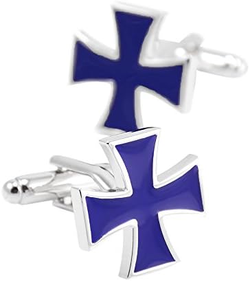 FariyFeel Jewelry Men's Creative Blue Cross Cufflinks,For Wedding,Business
