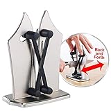 Manuel couteau aiguiseur cuisine Cutter affûtage poignée polissage dentelée conique lame standard est sûr et facile à utiliser comme on le voit sur TV facile à prendre en charge,Silver