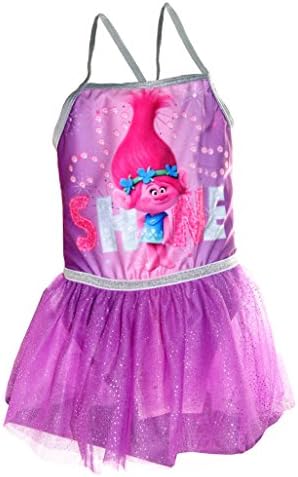 Trolle DreamWorks Swimdress Kids Swimsuit,Dress Trolls|Poppy Swimwear Official Licensed,5 Sizes (2-3 Years(92-98cm)(36.2"-38.5"))