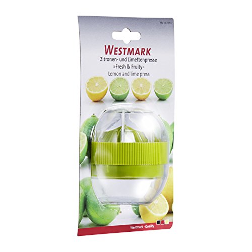 Westmark Kleine Zitruspresse mit Behälter und Deckel, Durchmesser: 7,2 cm, Fassungsvermögen: 100 ml, Kunststoff, Fresh and Fruity, Transparent/Grün, 30932280 - 3