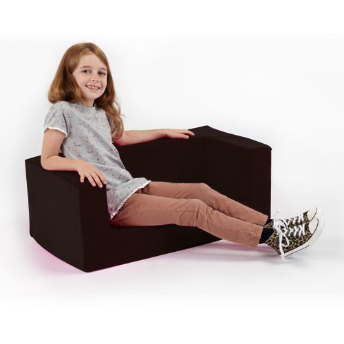 Children's Comfy Foam 2 Seater Mini Sofa in Black. Soft, Colourful, Comfortable & Lightweight with a Removeable Cover