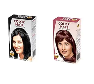 Color Mate Organic Rich Cream | Hair Colour for Women & Men | Enriched with Natural Oil | Instant Shine & Smoothness | Long Lasting Hair Colour | Soft & Silky Touch |No Ammonia Hair Color | Color Mate Hair Color Cream Natural Black + Mahogany