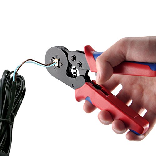 Blingco 0.25-6.0mm² Selbstjustierende Draht-Ferrule Crimpzange Set, Abisolierzange Automatisches Crimpwerkzeug für isolierte, unisolierte Drahtseil-Ratschenkabelschuhe - 6
