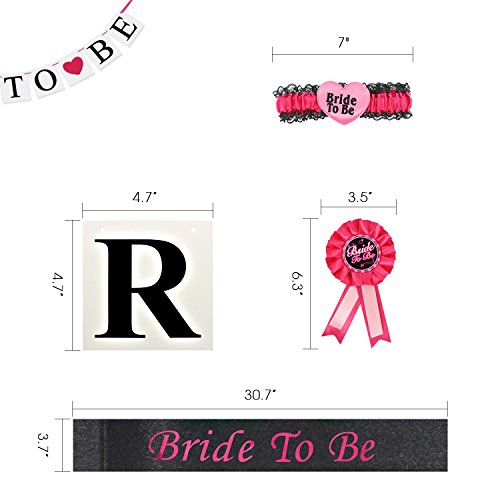 Almondcy Braut zu Schleier Schärpe Banner Strumpfband Rosette Badge Zubehör Kit mit lustigen Foto Booth Props 30pcs für Henne Nacht Party und Hochzeit Dekorationen (35 Stück) - 2