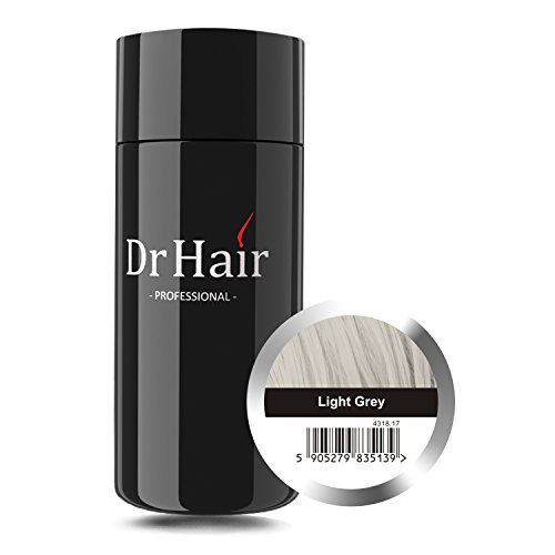 Dr Hair Fibers, Fibras de pelo, anti-caída del cabello, Queratina de pelo en pluma, Gris Claro, 30g