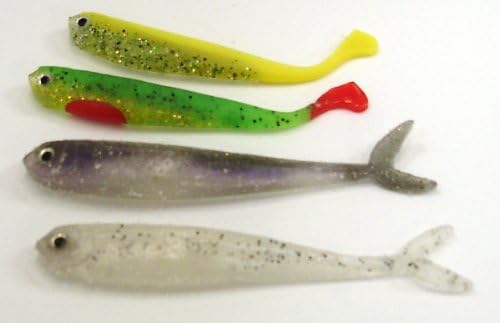 Pack of 4 Mixed Shad Jelly Softbait Ultra Realistic Look &amp; Movement Great lure Coarse &amp; Sea
