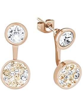 s.Oliver Damen-Ohrhänger Ear Jacket IP Rose (Einhänger abnehmbar) Edelstahl Kristall mehrfarbig 2015167