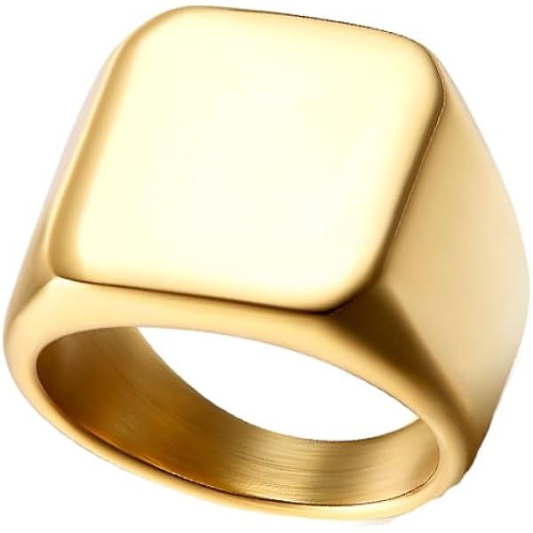 Bague Homme Chevalière En Acier Inoxydable Noir | Motif Sceau Poli | Largeur 15 Mm - Personnalisation Gratuite Possible