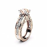 Quaan-Home Mode Frau Farbe Trennung Rose Gold Hochzeit Engagement Blumen Ring