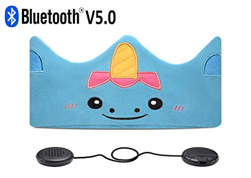 Azzker - Auriculares inalámbricos con Bluetooth V5.0, Diadema Suave Manos Libres con Altavoces ultrafinos y micrófono para niños para niñas y niños, Escuela, Llamadas, casa y Viajes