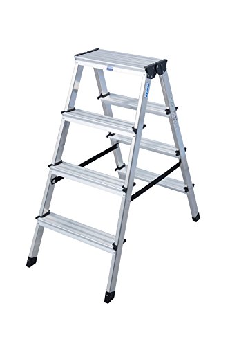 Krause 120335 Stufen-Doppelleiter Alu, 2×4 Stufen - 2