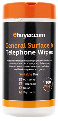 Ebuyer.com General Surface & Telephone Cleaning Wipes - 100 Pack