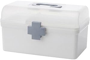 BESHERO Weiß 2 Schicht Erste Hilfe Medizin Koffer Aufbewahrungsbox Medizin Organizer Medizinbox Medizin Aufbewahrungskoffer Medizin Aufbewahrung Tragegriff Box(klein)