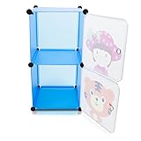 VENKON – Kinderzimmer Steckschrank Frei Gestaltbares DYI Steckregal System Regalschrank: 2-Module-Set, blau - 4