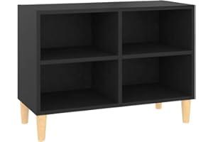 vidaXL Mueble de TV con Patas Soporte Mobiliario Aparador Estante Salón Sala de Estar Dormitorio Decoración Negro 69,5x30x50 cm Madera Maciza