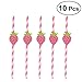 Produktbild LUOEM Hawaiian Papier Strohhalme Erdbeere Trinkhalme Hawaii Luau Party Tisch Decor BBQ Hawaiian Thema Dekoration 10 STÜCKE (Rosa)